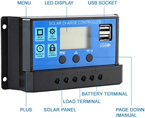 Solar Charge Controller 30A 12V/24V PWM with Dual USB Port and LCD Display 4