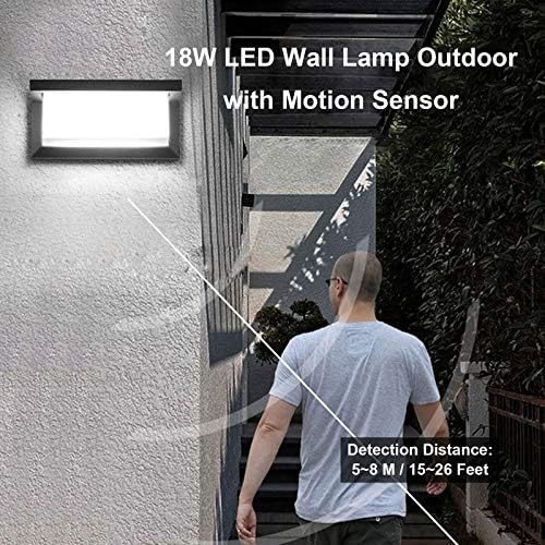 18W LED Outdoor Wall Light with Motion Sensor 6000K IP65 2