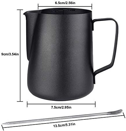 350ml Milk Frothing Jug Coffee Pitcher & Measurement Latte Art Pen 7