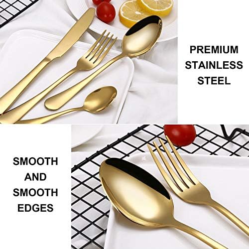 24 Piece Stainless Steel Gold Cutlery Set for 6 People, Dishwasher Safe 3