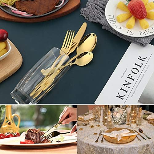 24 Piece Stainless Steel Gold Cutlery Set for 6 People, Dishwasher Safe 7