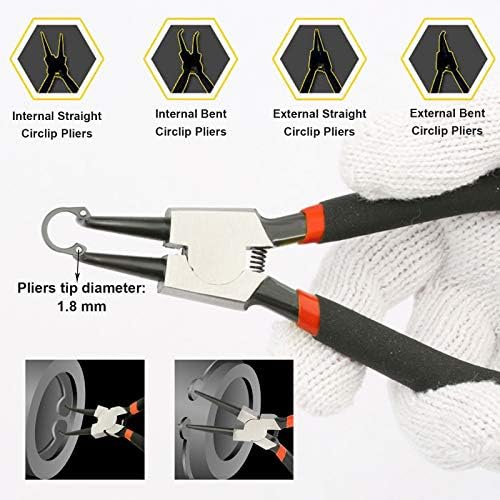 7 Inch Circlip Pliers Set 4 Pcs Internal External Snap Ring Pliers 3