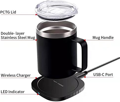 Mug Warmer 300ml USB QI 55°C with 304 Stainless Steel 4