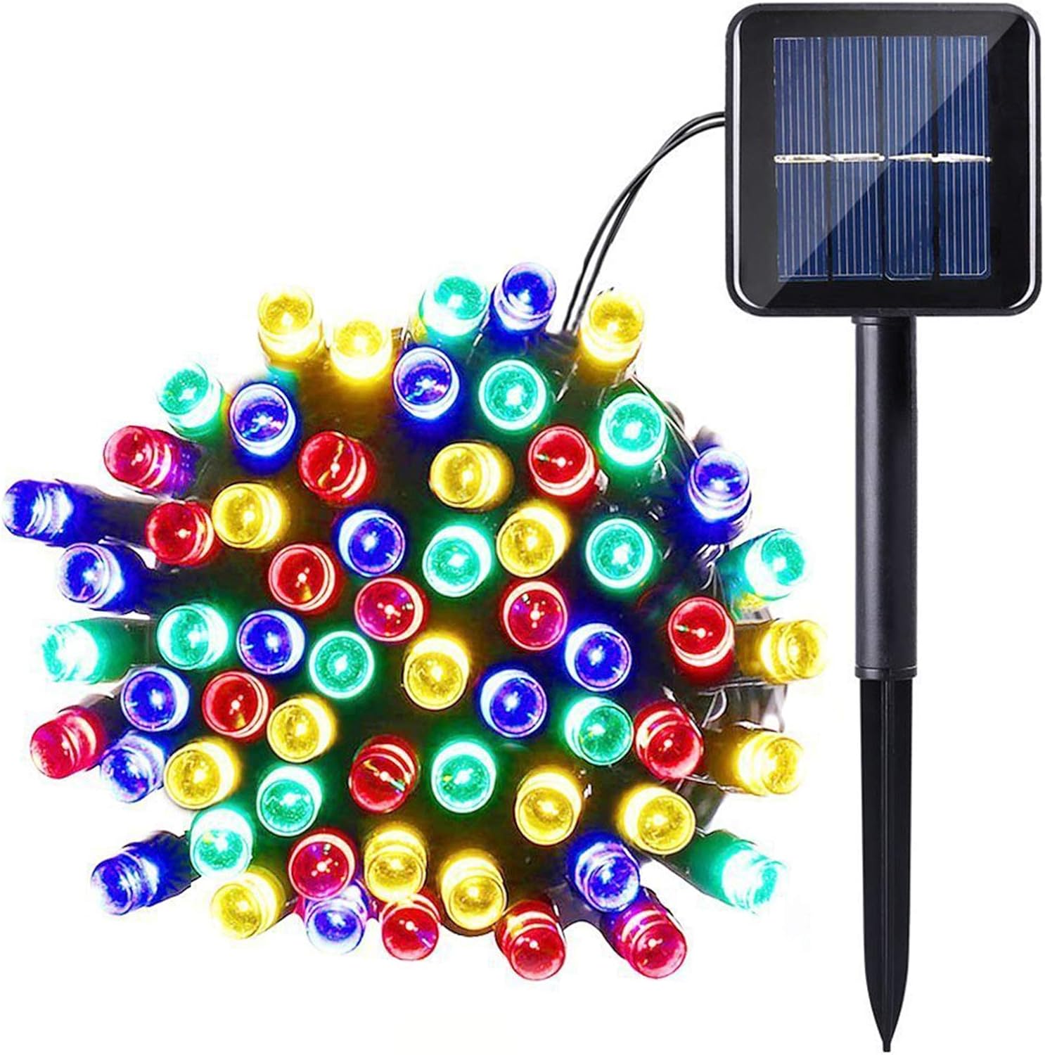 5M 50 LED Solar String Lights Multicolour Waterproof 8 Modes for Garden Patio