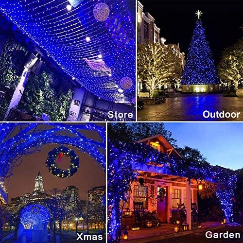 12M 100 LED Solar String Lights Blue Waterproof 8 Modes for Garden Patio 5