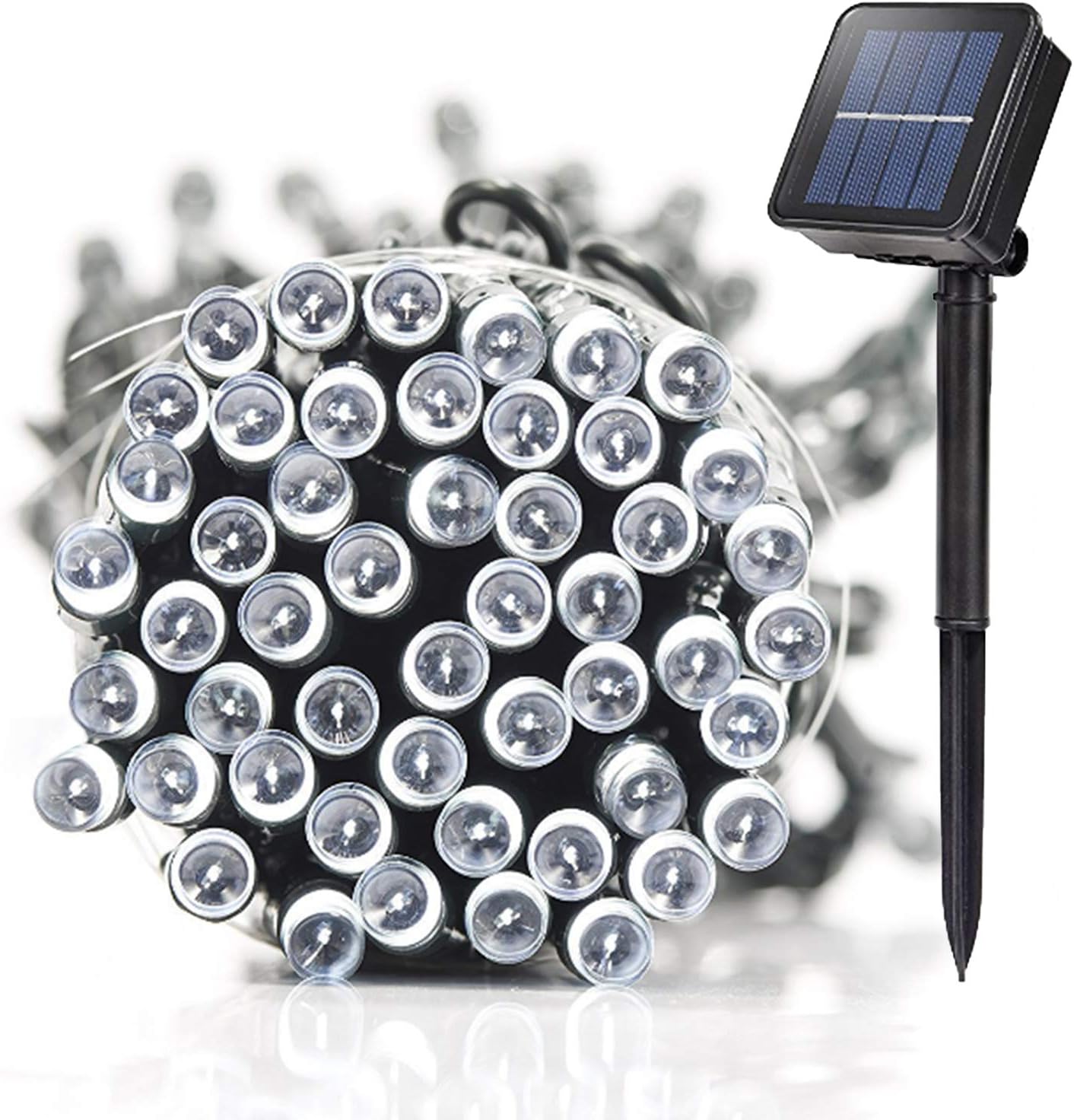 5M 50 LED Solar String Lights Cool White Waterproof 8 Modes for Garden Patio