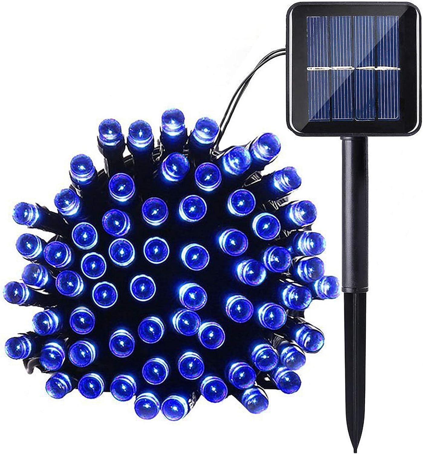 5M 50 LED Solar String Lights Blue Waterproof 8 Modes for Garden Patio