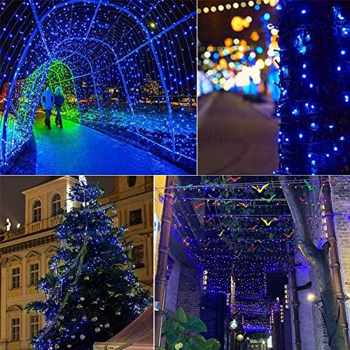 5M 50 LED Solar String Lights Blue Waterproof 8 Modes for Garden Patio 4