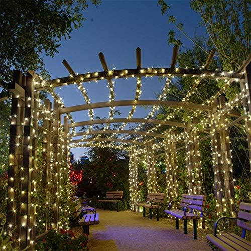 12M 100 LED Solar String Lights Warm White Waterproof 8 Modes for Garden Patio 4