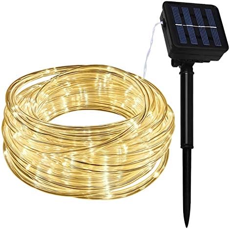 10M 100LED Solar Fairy Rope String Lights Warm White Waterproof 8 Modes
