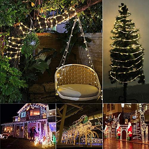 10M 100LED Solar Fairy Rope String Lights Warm White Waterproof 8 Modes 5