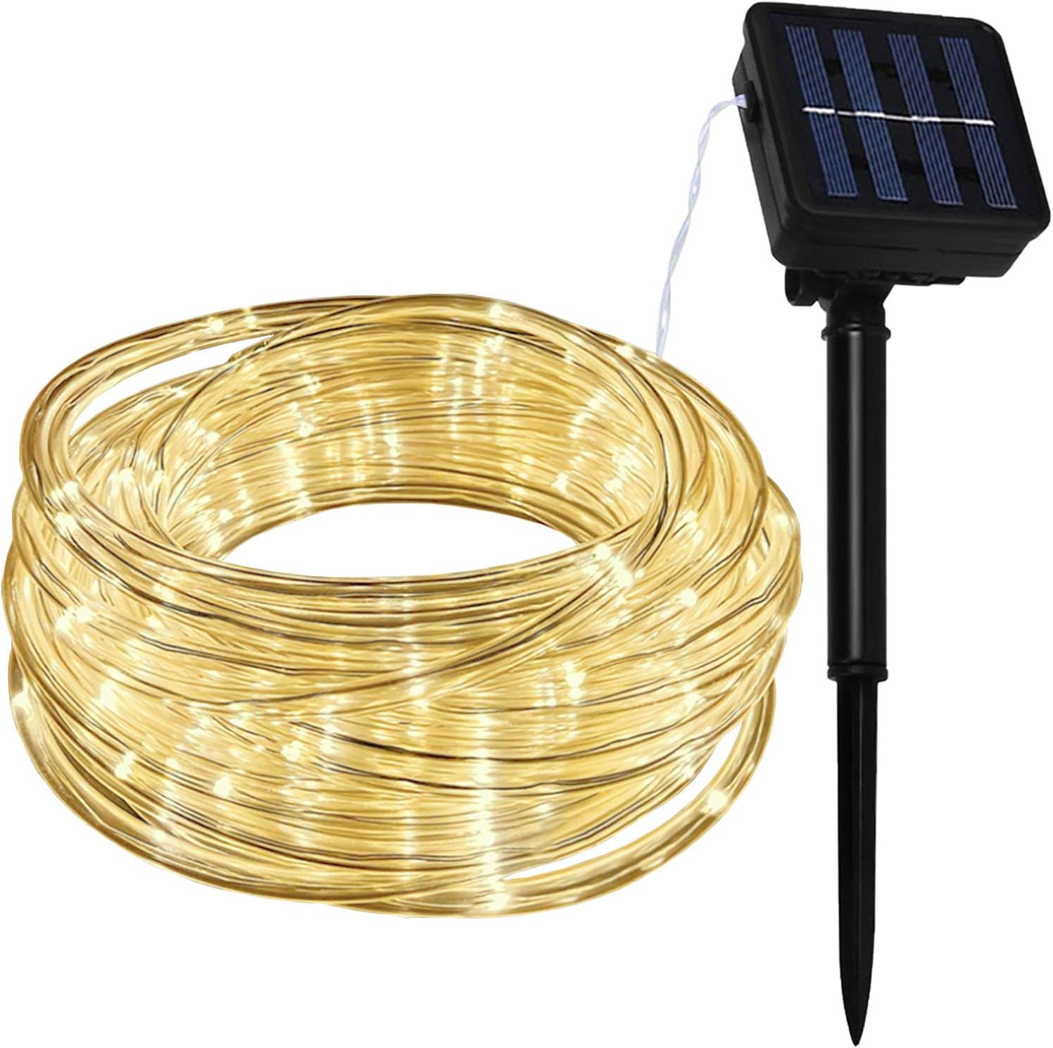 10M 100LED Solar Fairy Rope String Lights Warm White Waterproof 8 Modes 8