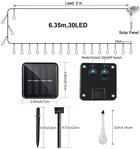 30 LED Solar String Lights Water Drop, Multicolor 6