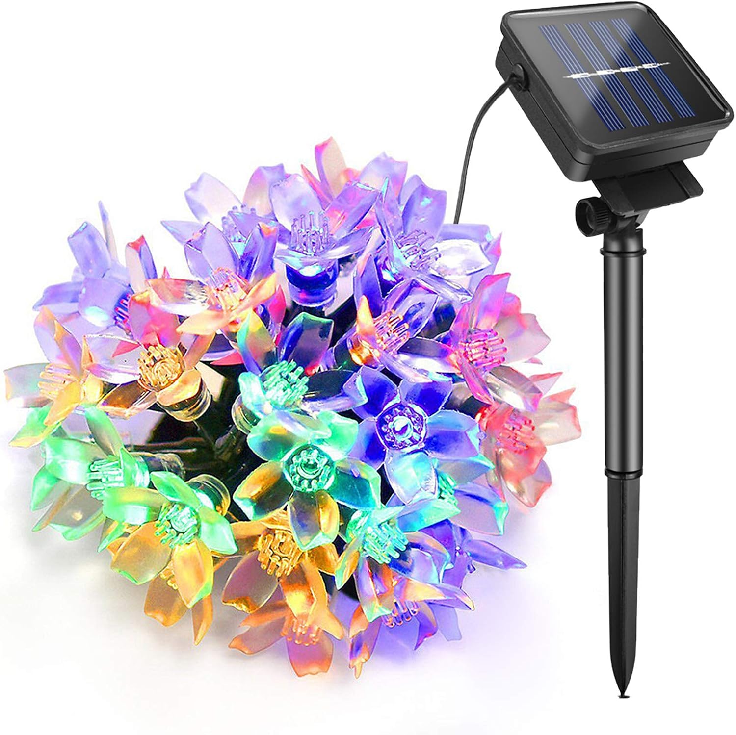 50 LED Solar String Lights Flowers, Multicolor
