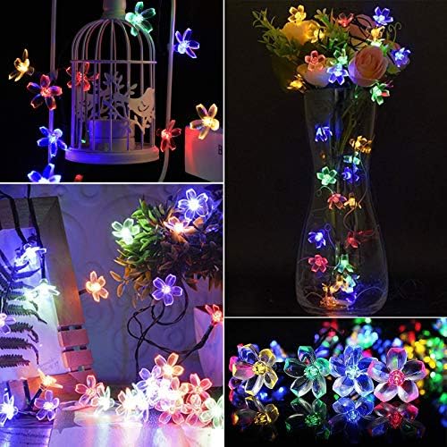 50 LED Solar String Lights Flowers, Multicolor 6