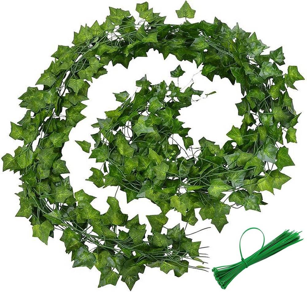 12pcs x 2m Artificial Ivy Plants Garland with 20pcs Cable Ties