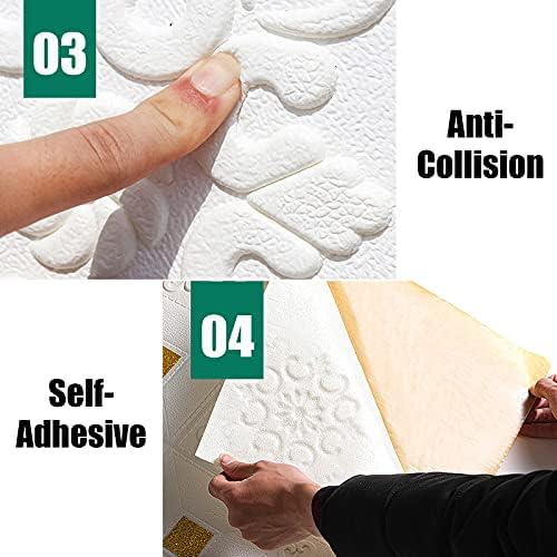 3D Brick Wallpaper, Self-Adhesive Wall Panels, Pack of 10, White, 70x70cm, Waterproof 4