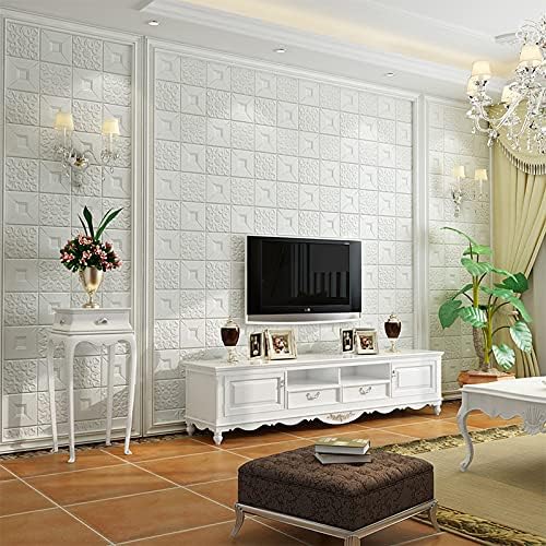 3D Brick Wallpaper, Self-Adhesive Wall Panels, Pack of 10, White, 70x70cm, Waterproof 6