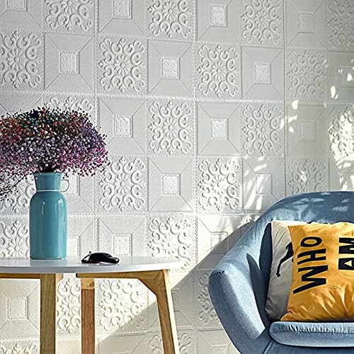 3D Brick Wallpaper, Self-Adhesive Wall Panels, Pack of 10, White, 70x70cm, Waterproof 7