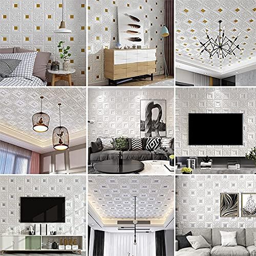 3D Brick Wallpaper, Self-Adhesive Wall Panels, Pack of 10, White, 70x70cm, Waterproof 8