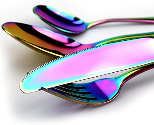 24 Piece Stainless Steel Colorful Cutlery Set for 6 People, Dishwasher Safe 4