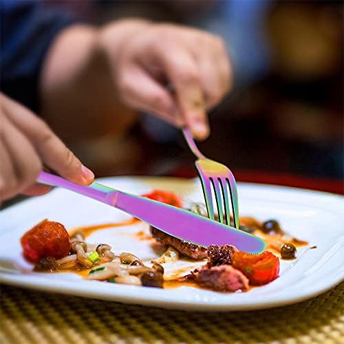24 Piece Stainless Steel Colorful Cutlery Set for 6 People, Dishwasher Safe 5