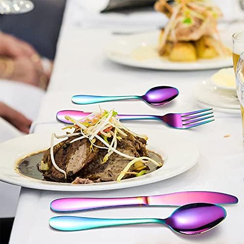 24 Piece Stainless Steel Colorful Cutlery Set for 6 People, Dishwasher Safe 6