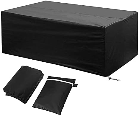 Garden Furniture Covers Waterproof 242x162x100cm Rectangular Dustproof Protective Cover 210D Oxford Fabric Black 2