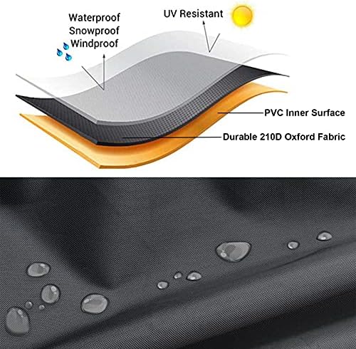 Garden Furniture Covers Waterproof 242x162x100cm Rectangular Dustproof Protective Cover 210D Oxford Fabric Black 5