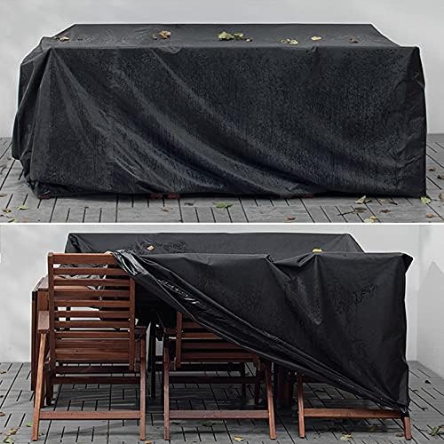 Garden Furniture Covers Waterproof 242x162x100cm Rectangular Dustproof Protective Cover 210D Oxford Fabric Black 7