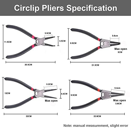 9 Inch Circlip Pliers Set 4 Pcs Internal External Snap Ring Pliers 7
