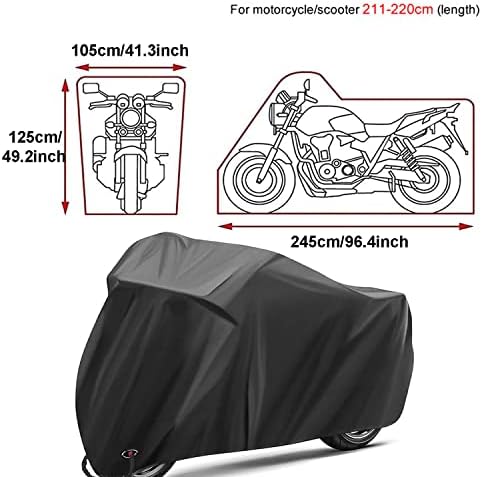 XXL Waterproof Motorcycle Cover 190T Oxford Fabric All Weather with Lock Holes 245x105x125cm 6