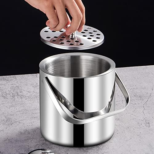 3L Ice Bucket Double Walled Stainless Steel with Lid Tong Strainer 4