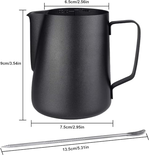 900ml Milk Frothing Jug Coffee Pitcher & Measurement Latte Art Pen 7
