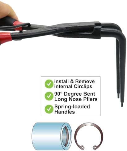 90° Bent Circlip Pliers Long Nose Internal Snap Ring Remover Tool 5