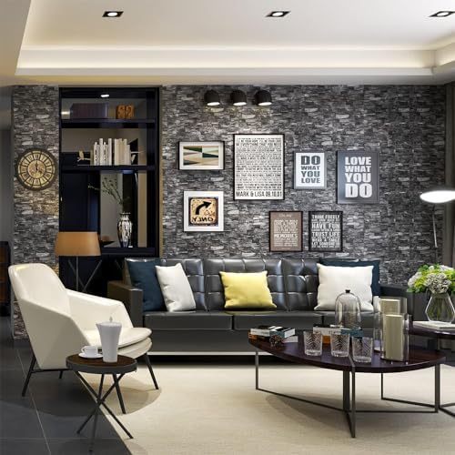 3D Brick Wallpaper Wall Panels 10 pcs 77x70cm Self-adhesive Black 3