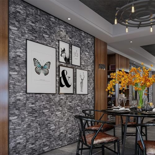 3D Brick Wallpaper Wall Panels 10 pcs 77x70cm Self-adhesive Black 4