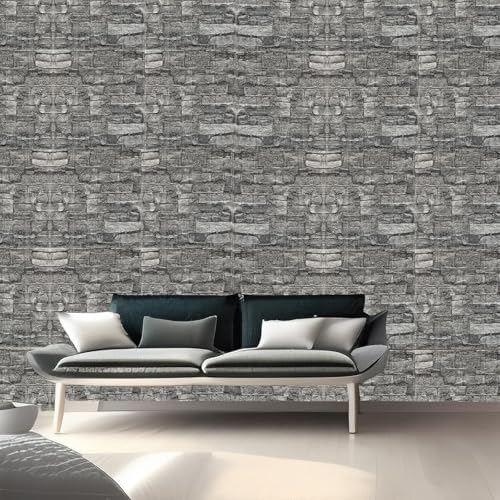 3D Brick Wallpaper Wall Panels 10 pcs 77x70cm Self-adhesive Black 8