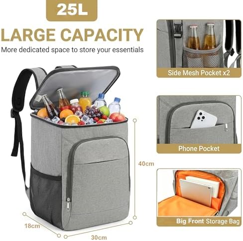 25L Waterproof Insulated Backpack Leakproof Lightweight Cooler Bag 4
